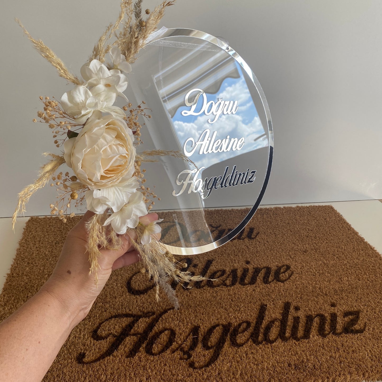 Fußmatte + Türdeko Creme
