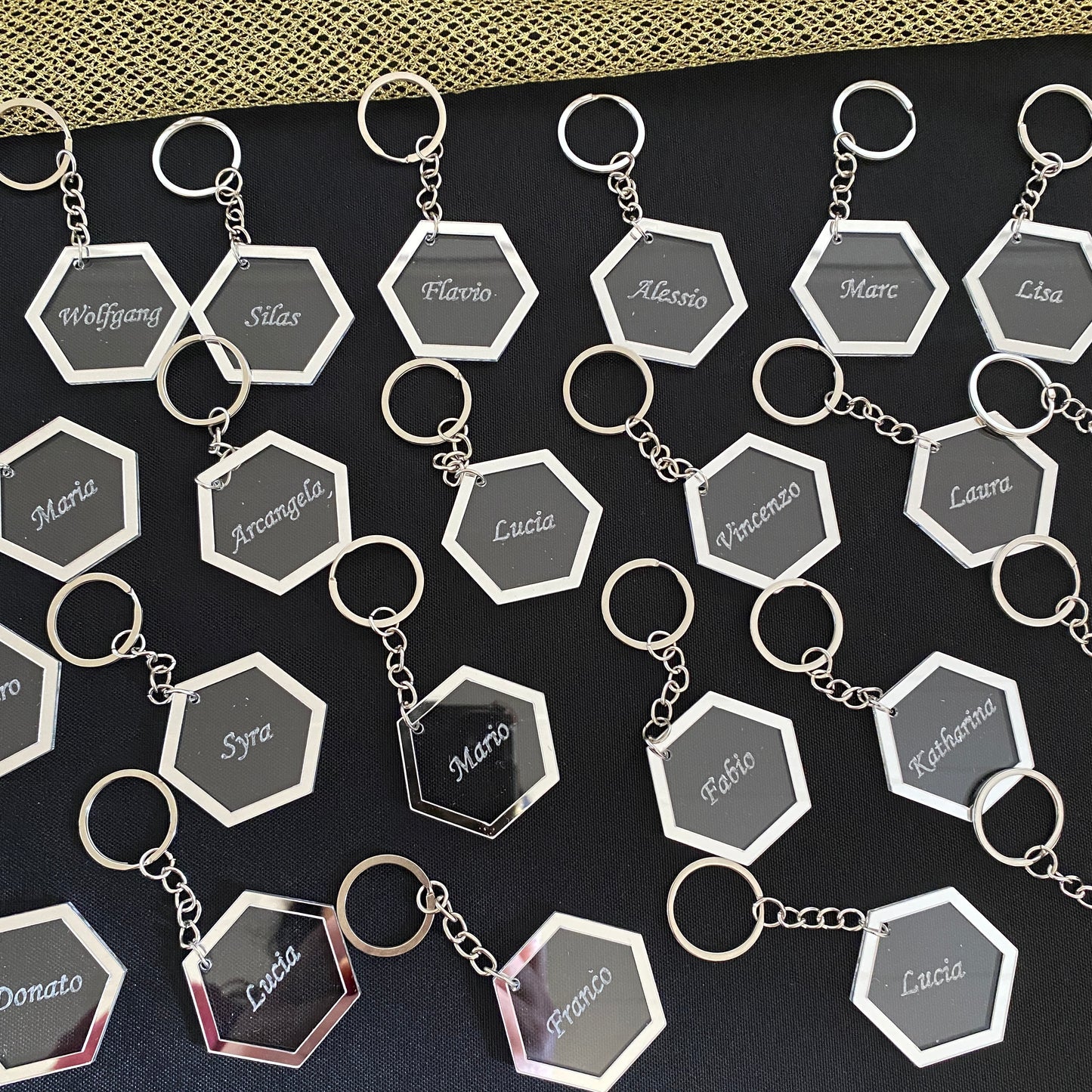 Schlüsselanhänger Hexagon Gastgeschenke
