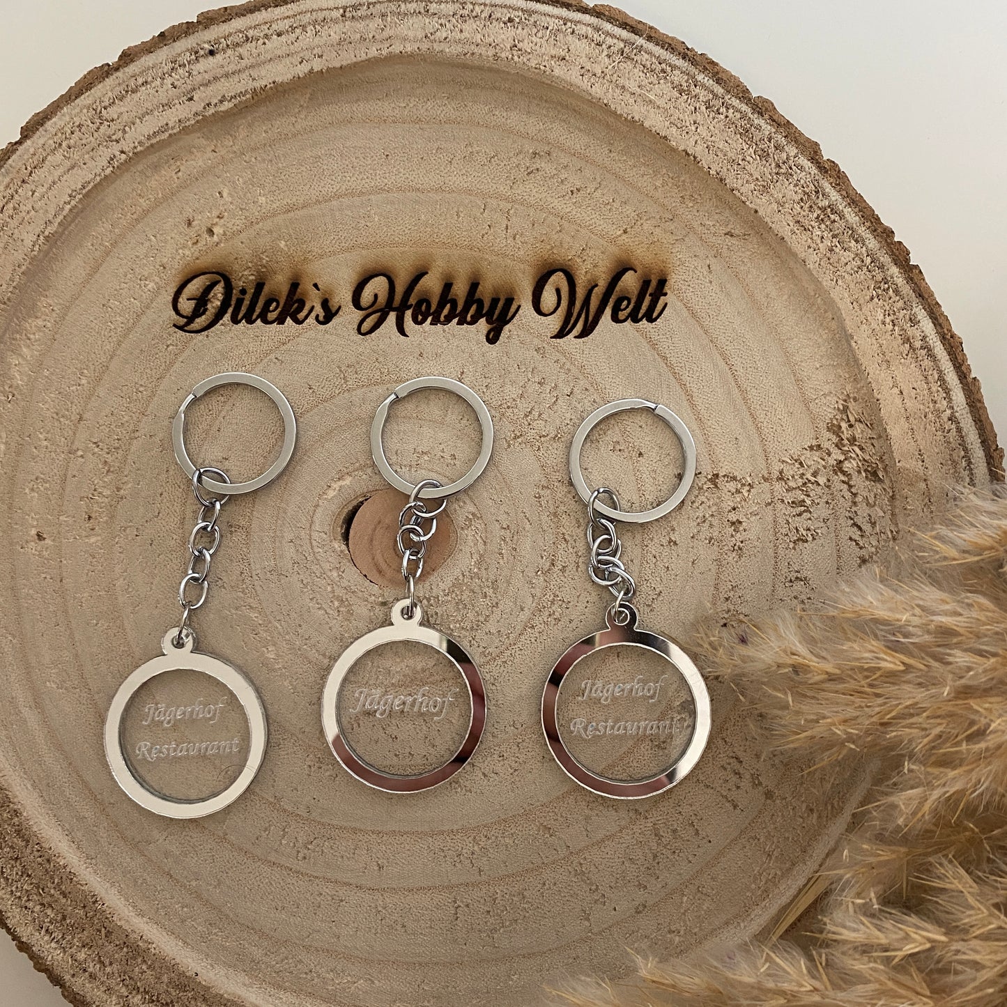 Schlüsselanhänger Kreis transparent mit Plexirahmen