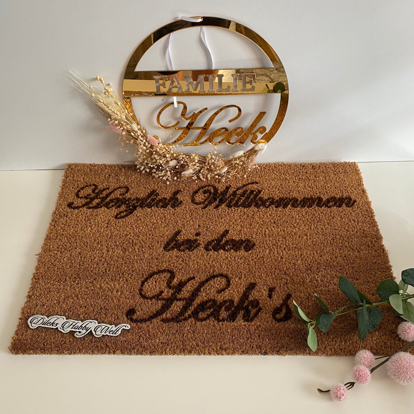 Fußmatte Herzlich Willkommen + Türdeko