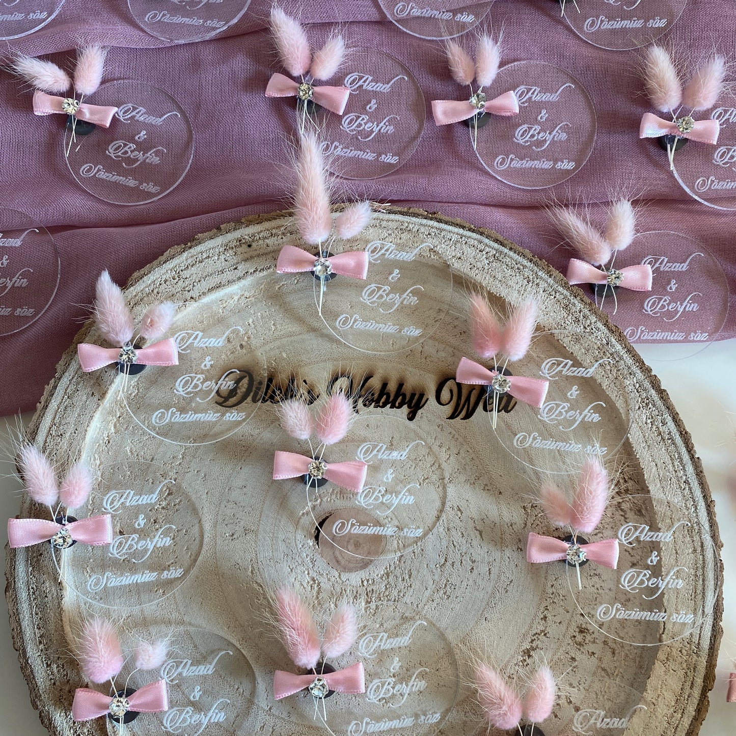 Gastgeschenke Kreis mit Trockenblumen - Plexi