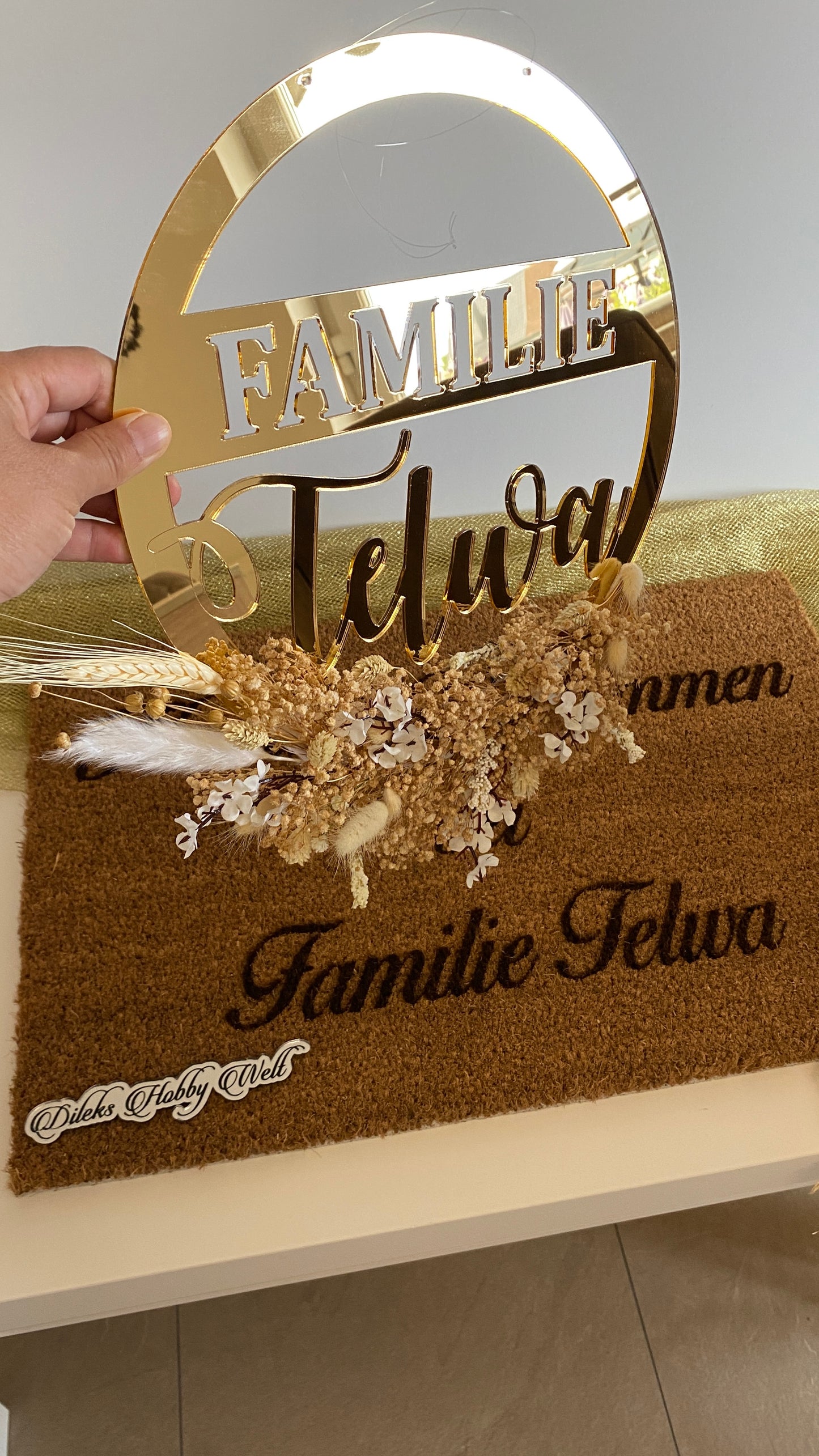 Fußmatte Herzlich Willkommen + Türdeko