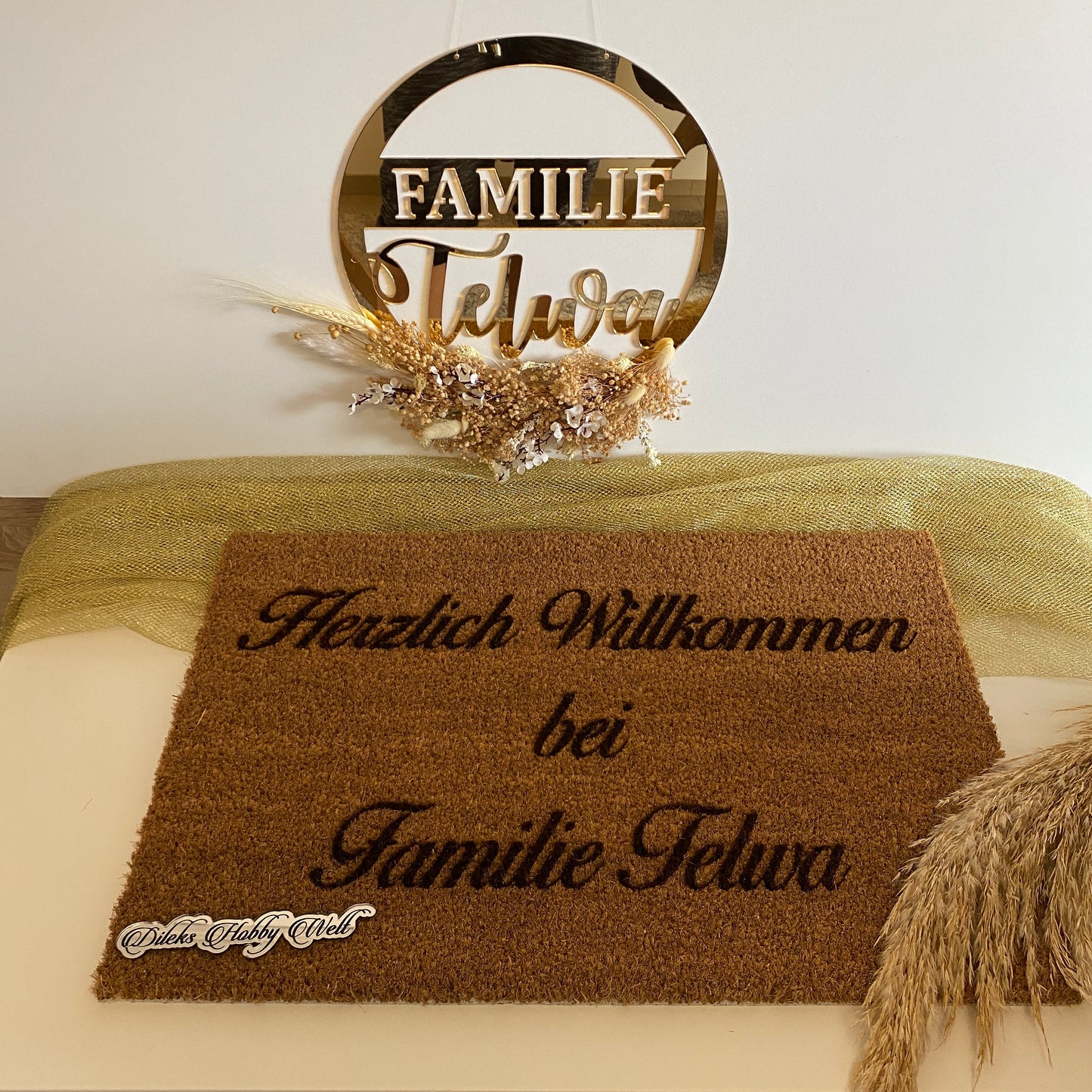 Fußmatte Herzlich Willkommen + Türdeko