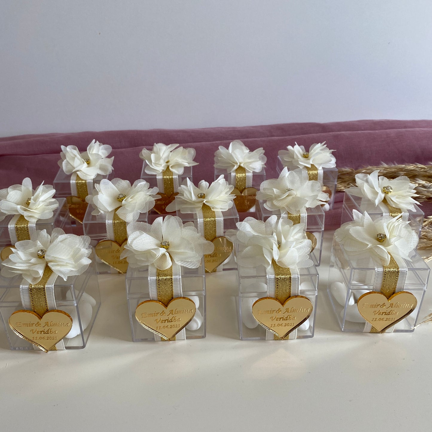 Gastgeschenke Mandelbox mit Blumen - Plexi