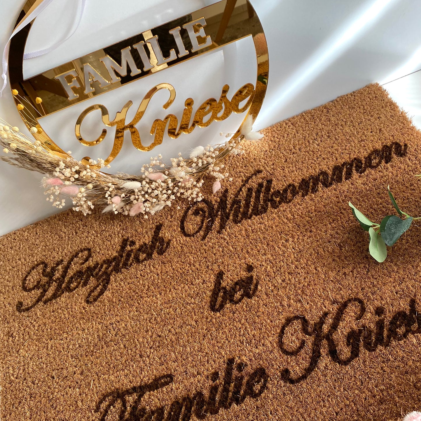 Fußmatte Herzlich Willkommen + Türdeko