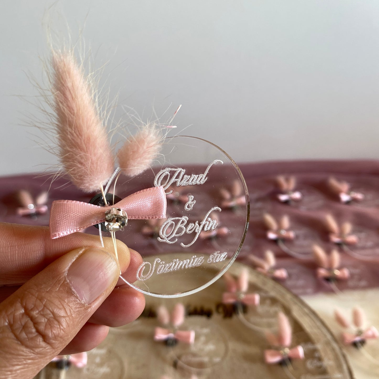 Gastgeschenke Kreis mit Trockenblumen - Plexi