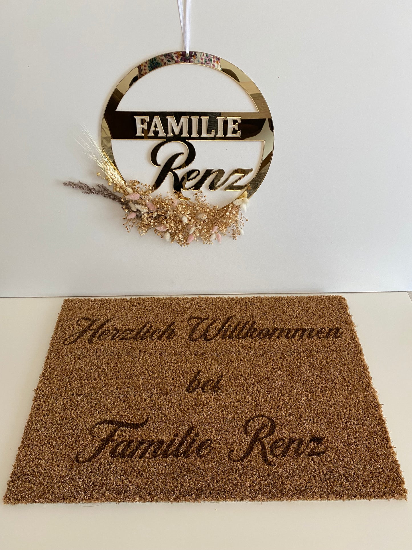 Fußmatte Herzlich Willkommen + Türdeko
