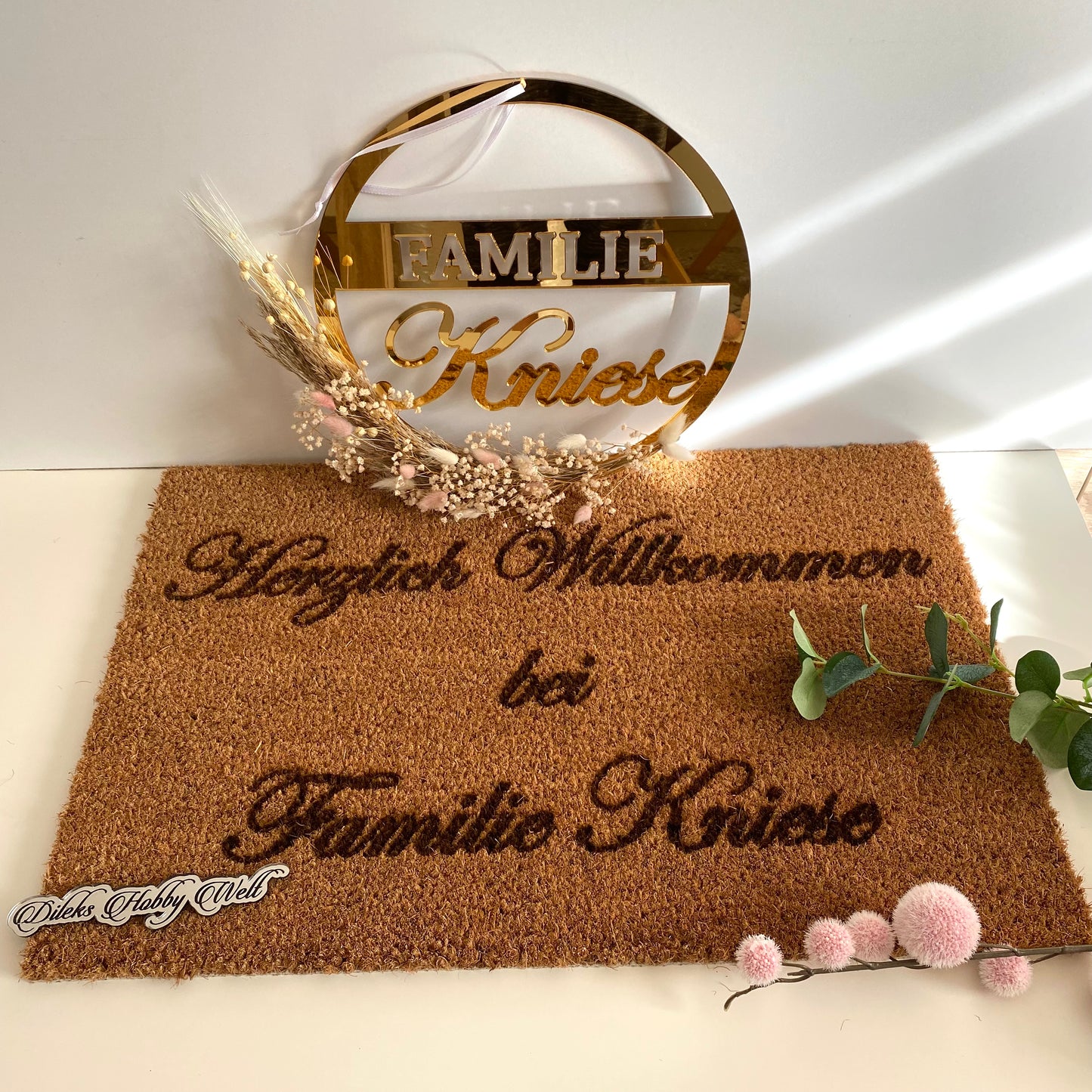 Fußmatte Herzlich Willkommen + Türdeko