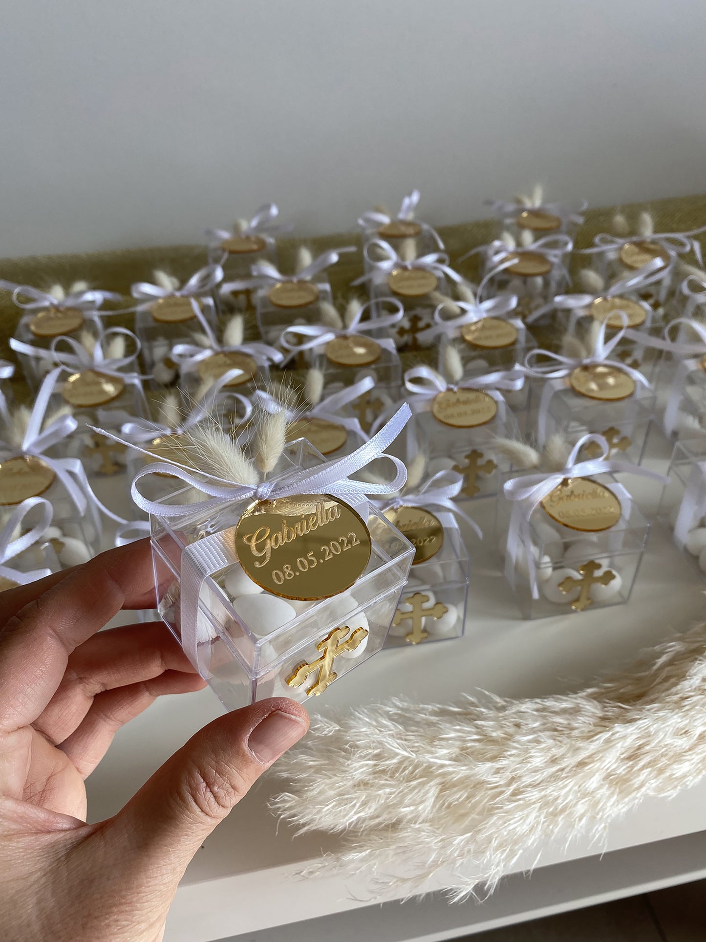 Personalisierte Gastgeschenke Kinder Taufe mit Mandeln