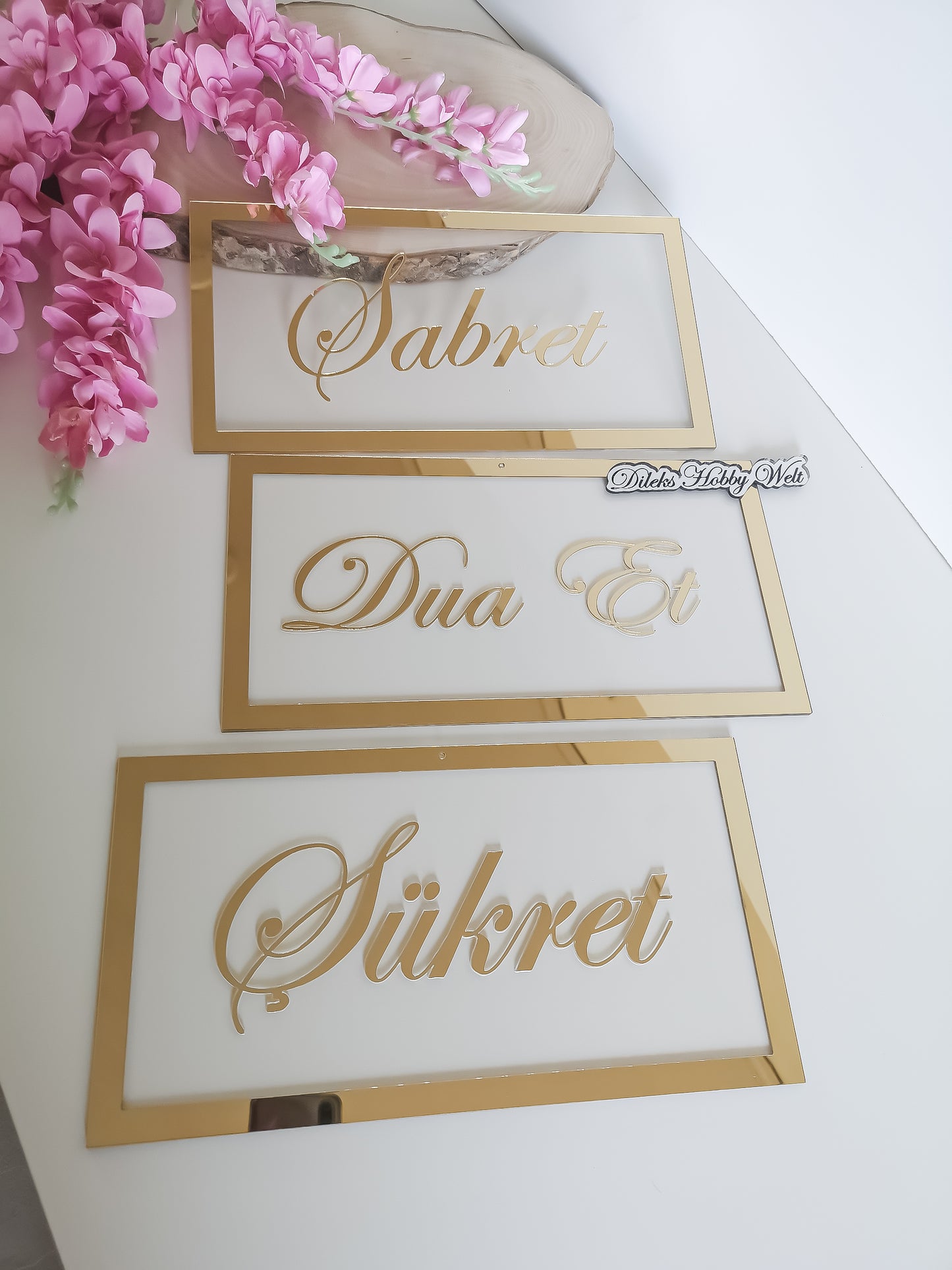 Dua 3'er Set Wand-Deko - Sabret, Sükret, Dua et