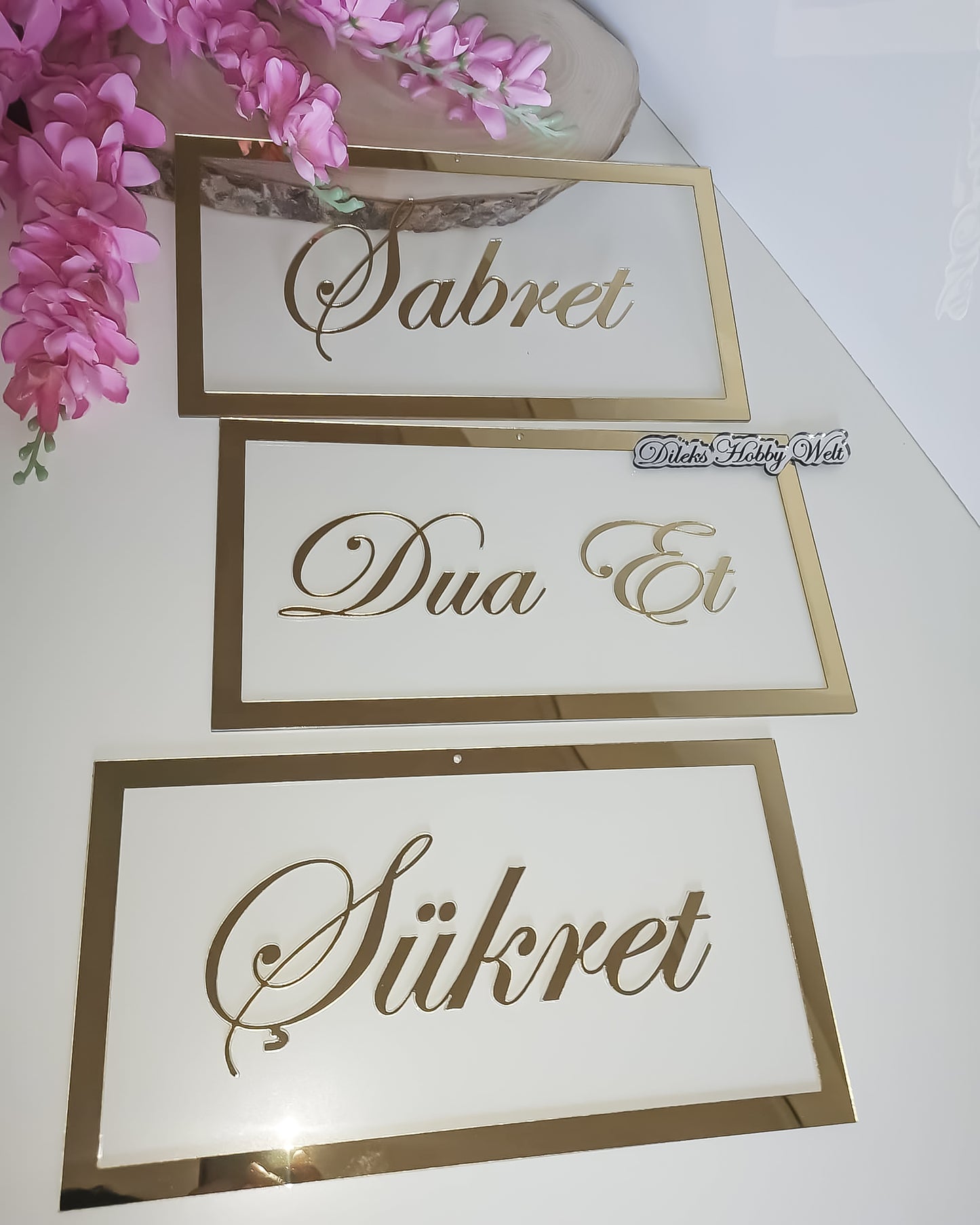 Dua 3'er Set Wand-Deko - Sabret, Sükret, Dua et