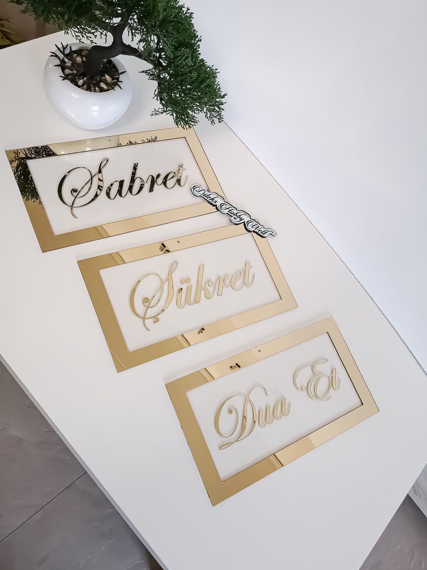 Dua 3'er Set Wand-Deko - Sabret, Sükret, Dua et