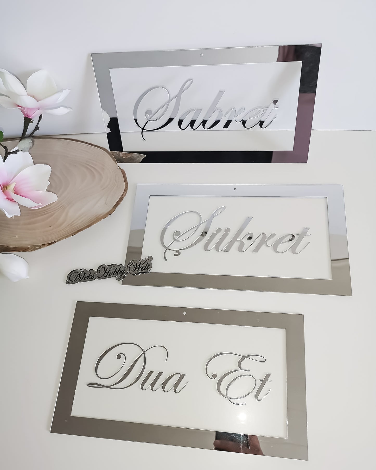 Dua 3'er Set Wand-Deko - Sabret, Sükret, Dua et