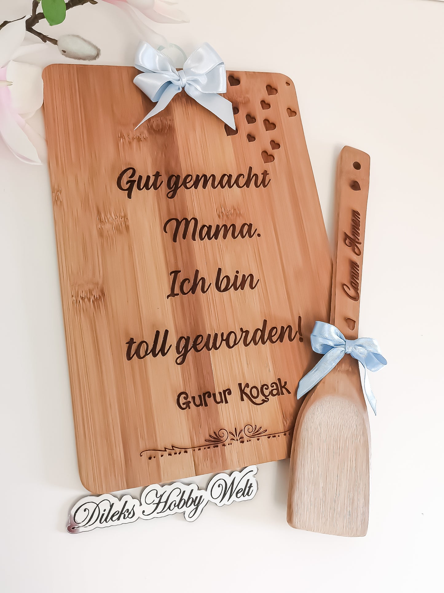 Schneidebrett mit Deko Gravur