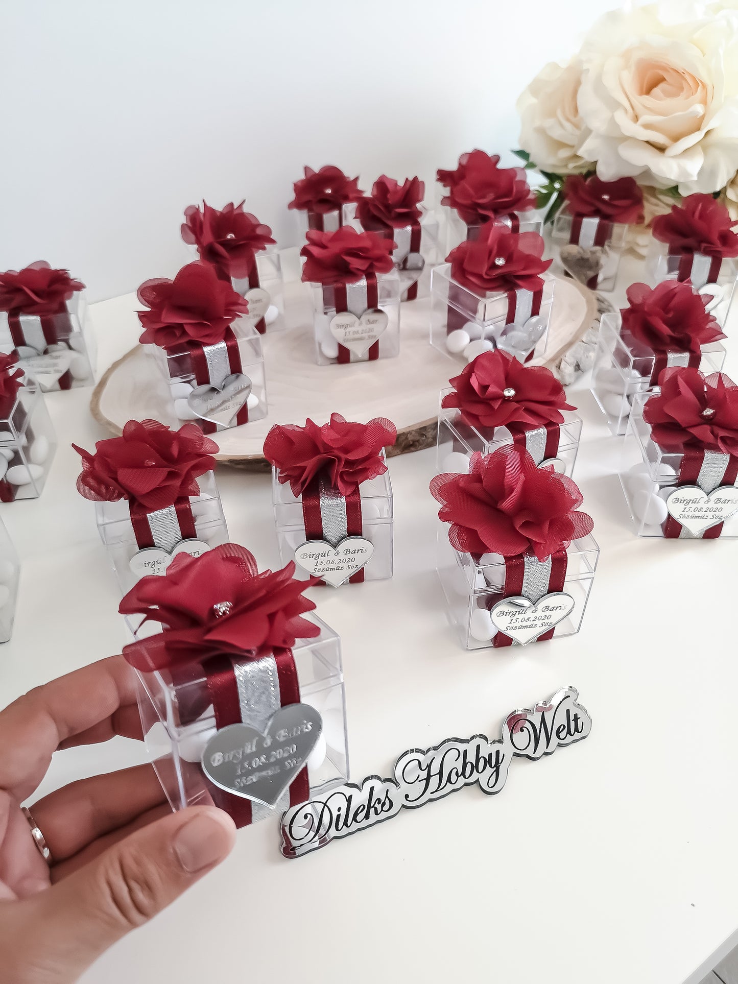 Gastgeschenke Mandelbox mit Blumen - Plexi