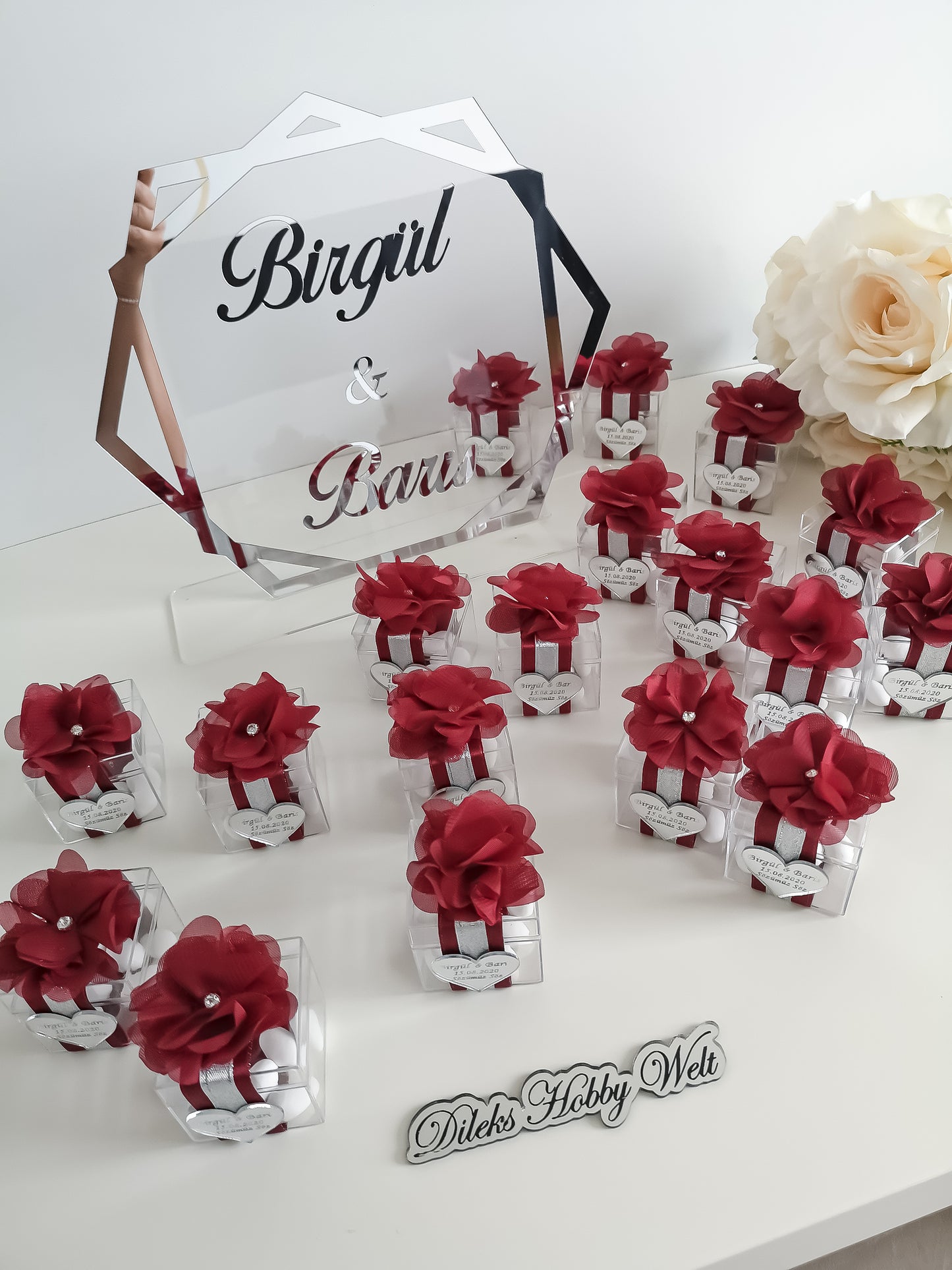 Gastgeschenke Mandelbox mit Blumen - Plexi