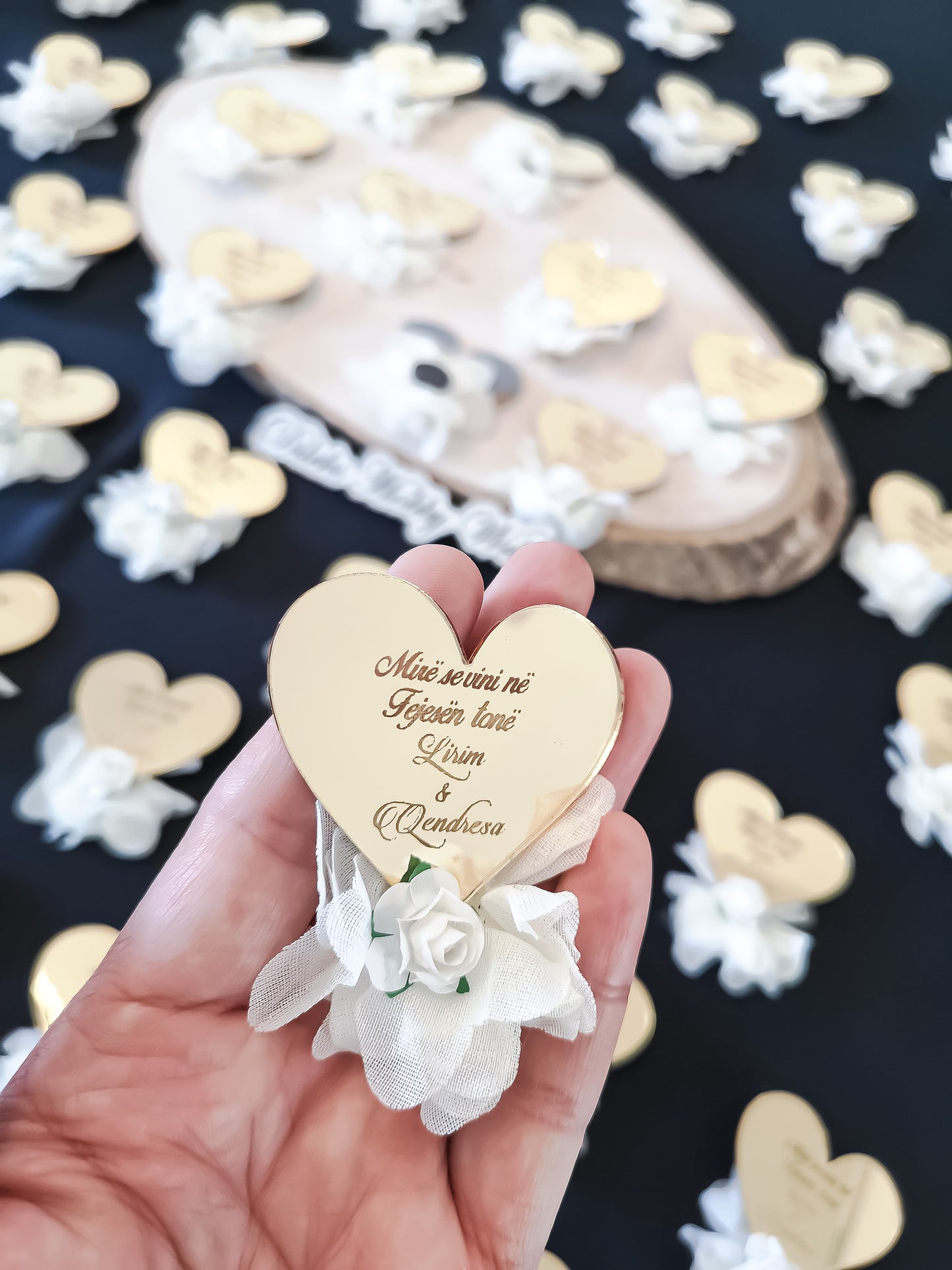 Gastgeschenke Herz mit Rosen - Plexi