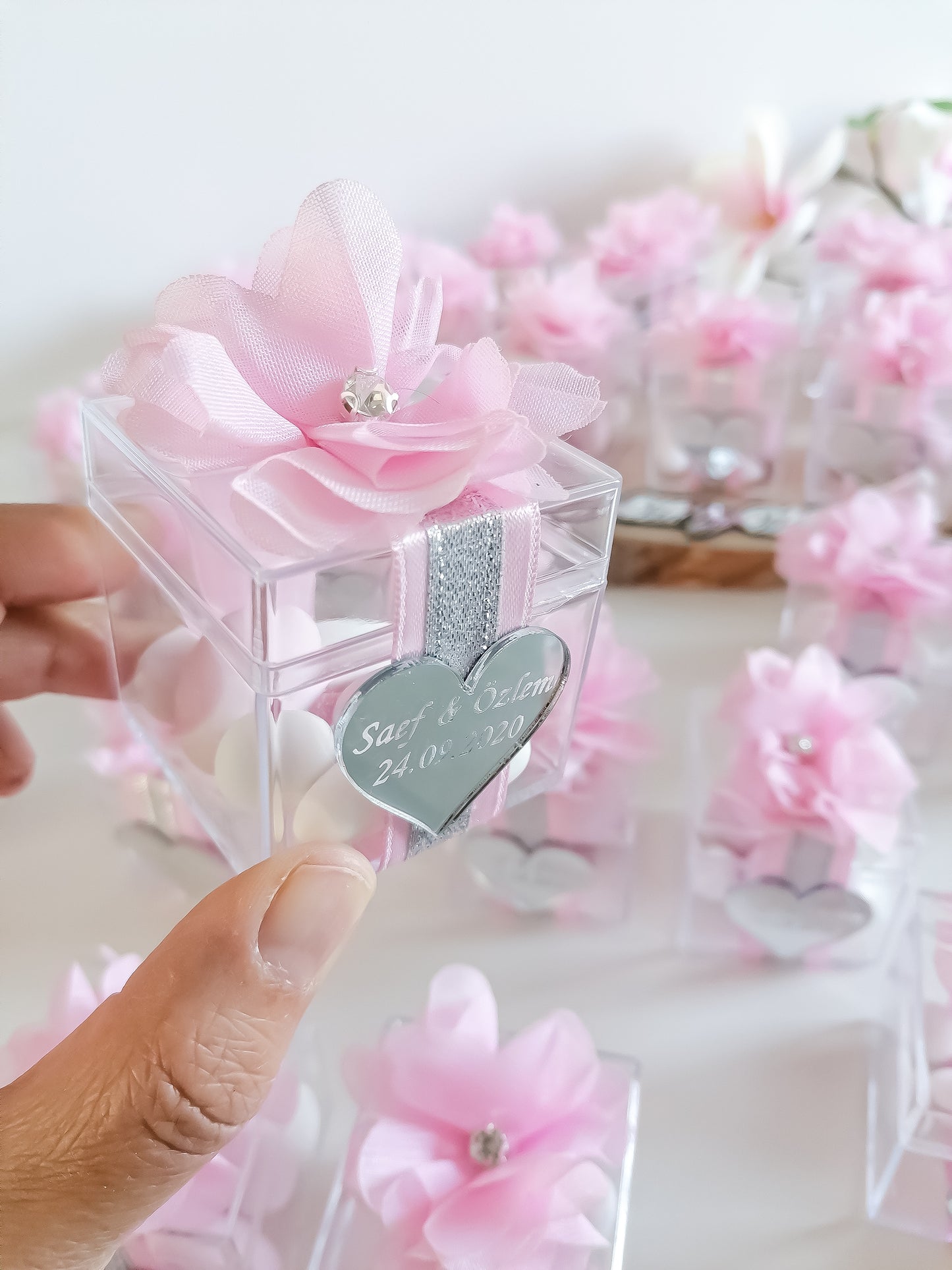Gastgeschenke Mandelbox mit Blumen - Plexi