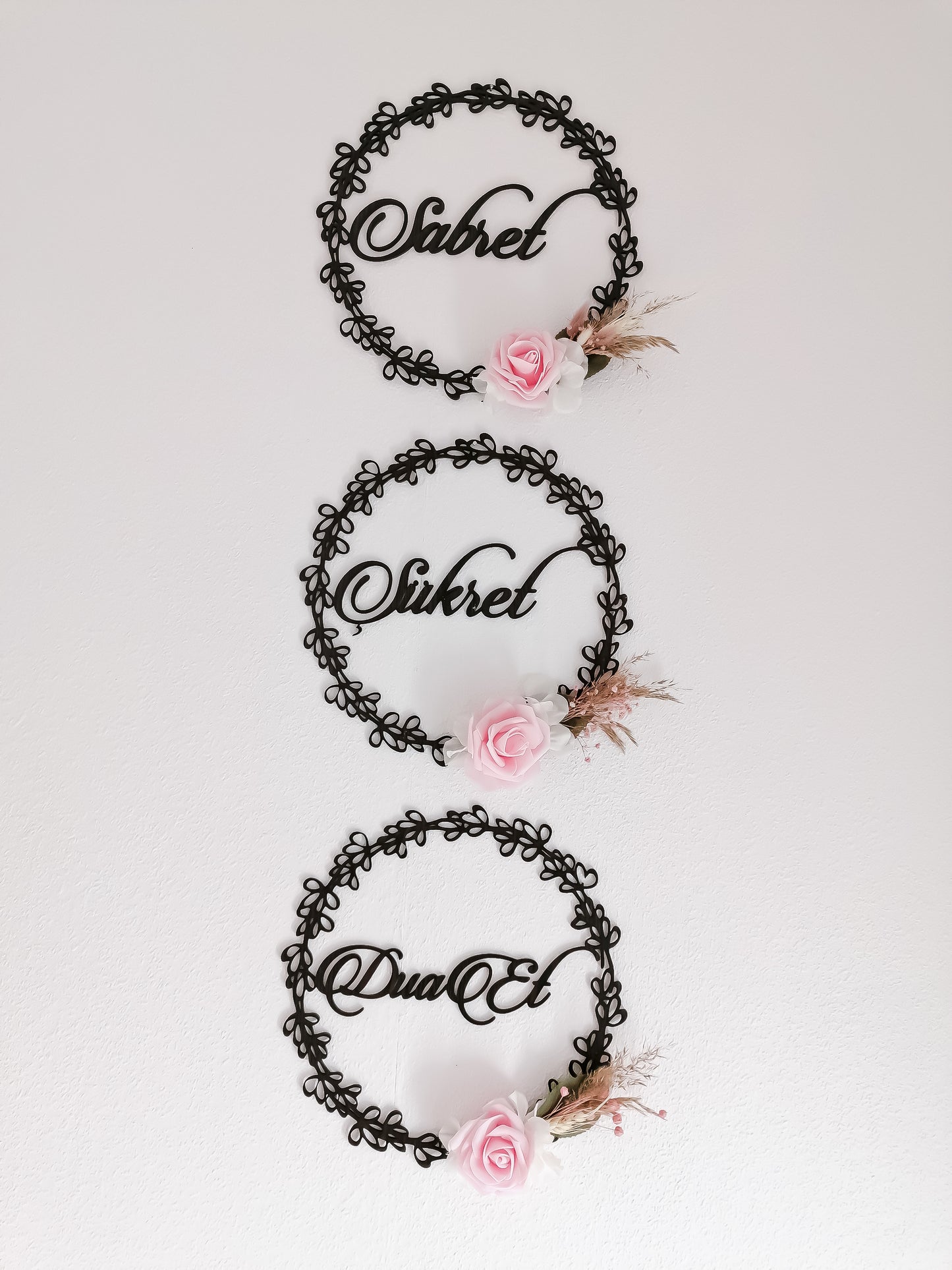 Dua 3'er Set Wand-Deko - Sabret, Şükret, Dua et MDF - Ring