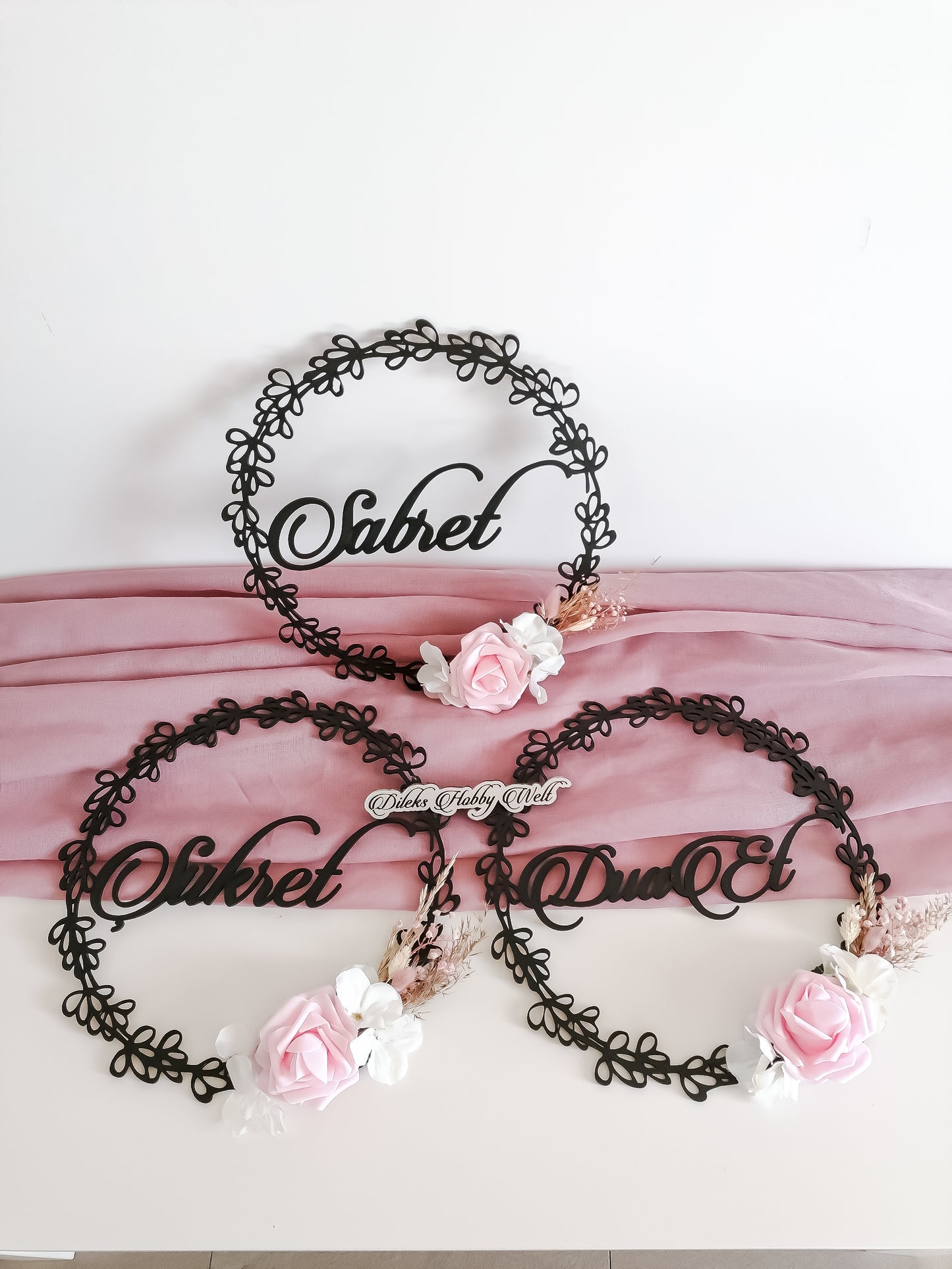 Dua 3'er Set Wand-Deko - Sabret, Şükret, Dua et MDF - Ring