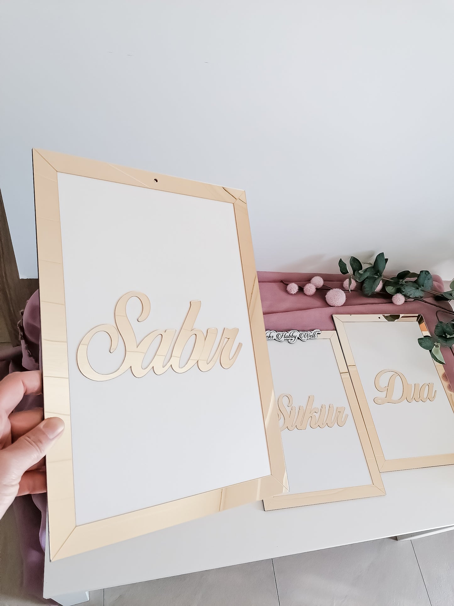 Dua 3'er Set Wand-Deko - Sabır, Şükür, Dua