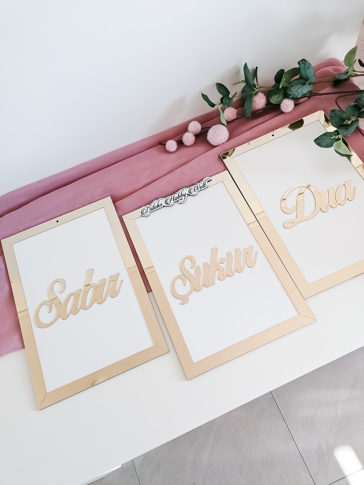 Dua 3'er Set Wand-Deko - Sabır, Şükür, Dua