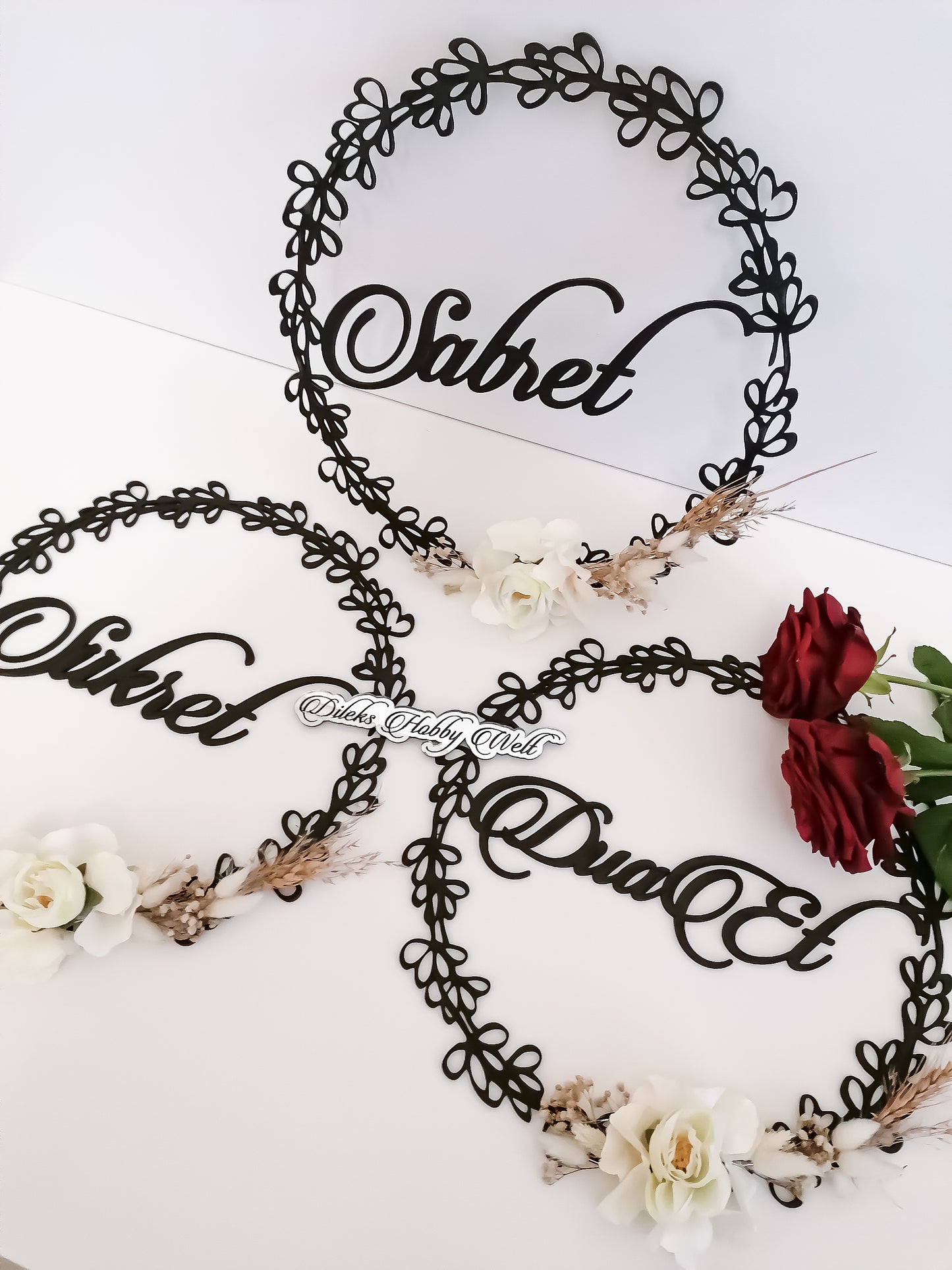 Dua 3'er Set Wand-Deko - Sabret, Şükret, Dua et MDF - Ring