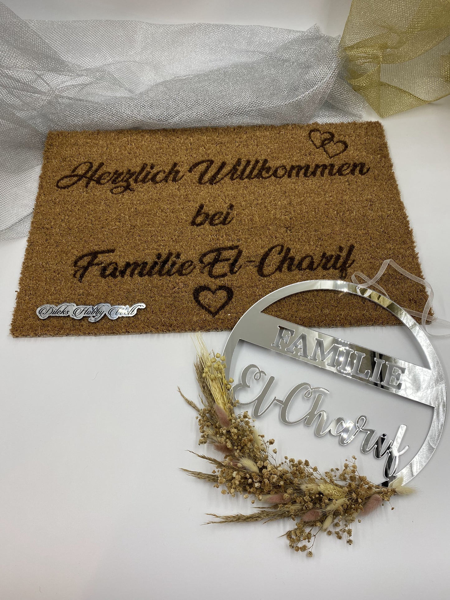 Fußmatte Herzlich Willkommen + Türdeko