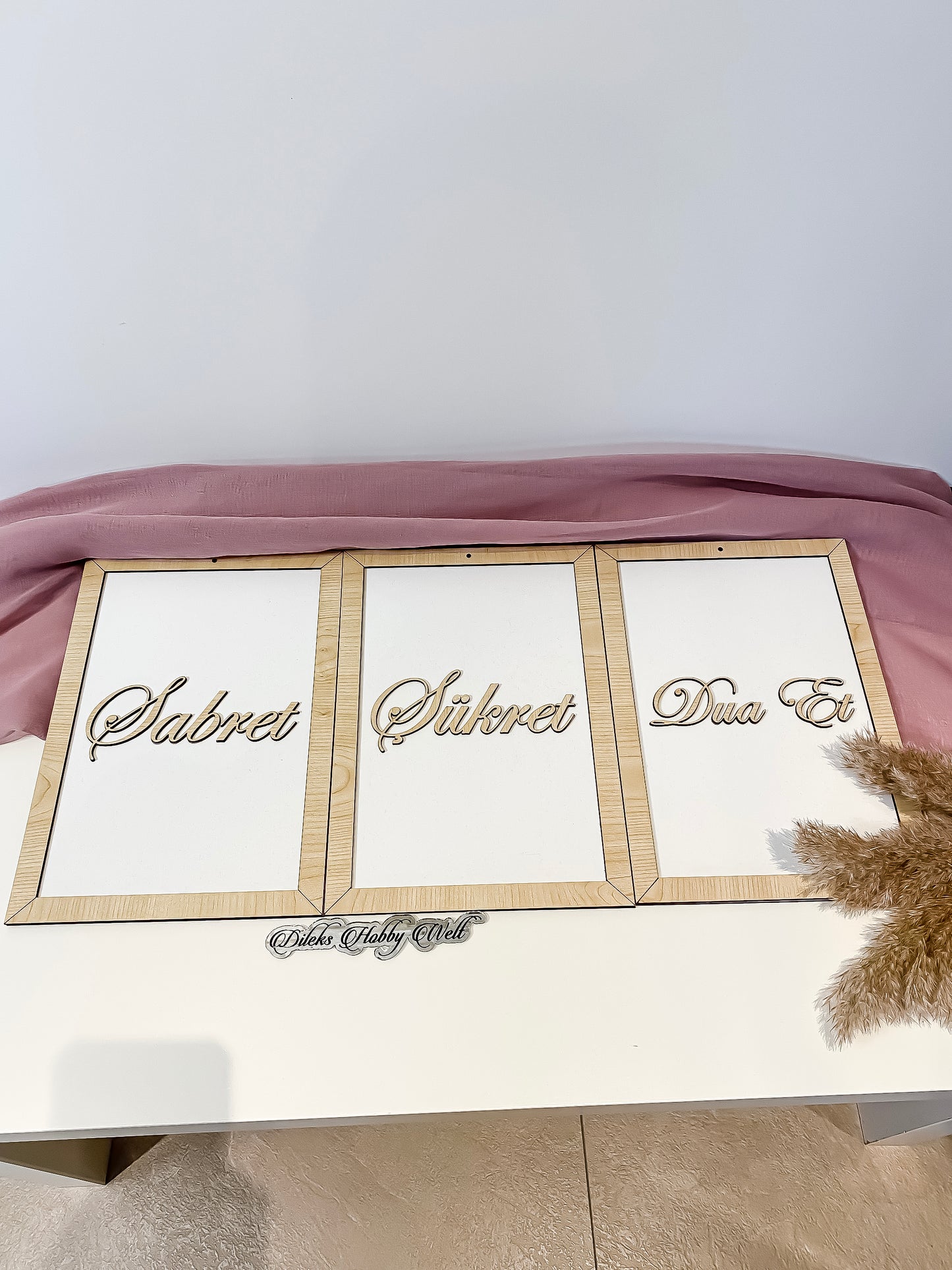Dua 3'er Set Wand-Deko - Sabır, Şükür, Dua et MDF
