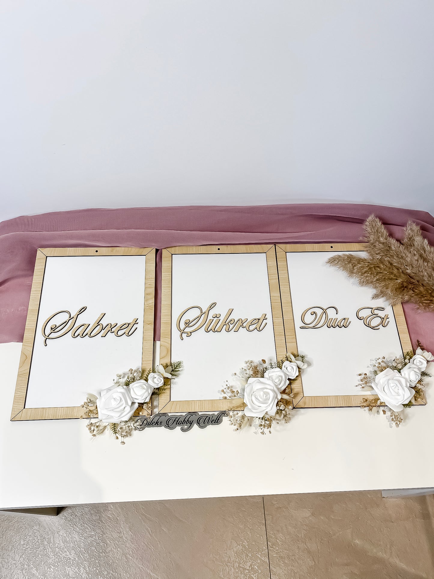 Dua 3'er Set Wand-Deko - Sabır, Şükür, Dua et MDF
