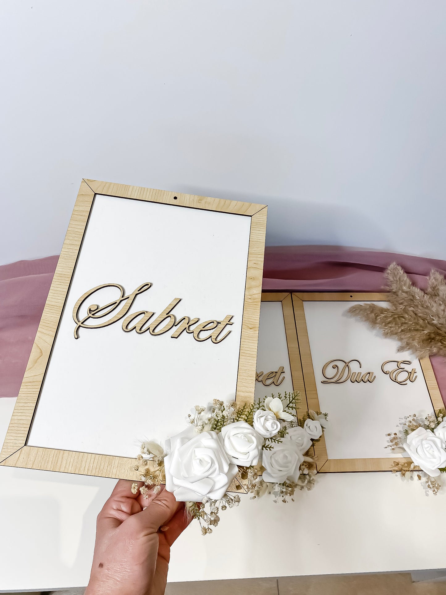 Dua 3'er Set Wand-Deko - Sabır, Şükür, Dua et MDF