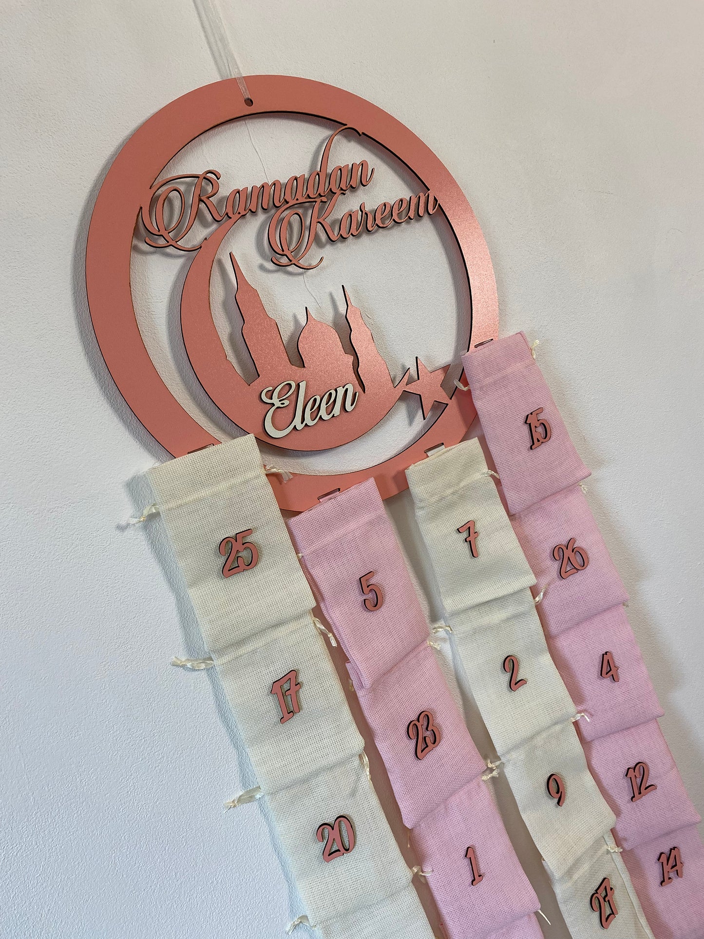 Ramadankalender Model 4 MDF - Rosa/Weiß