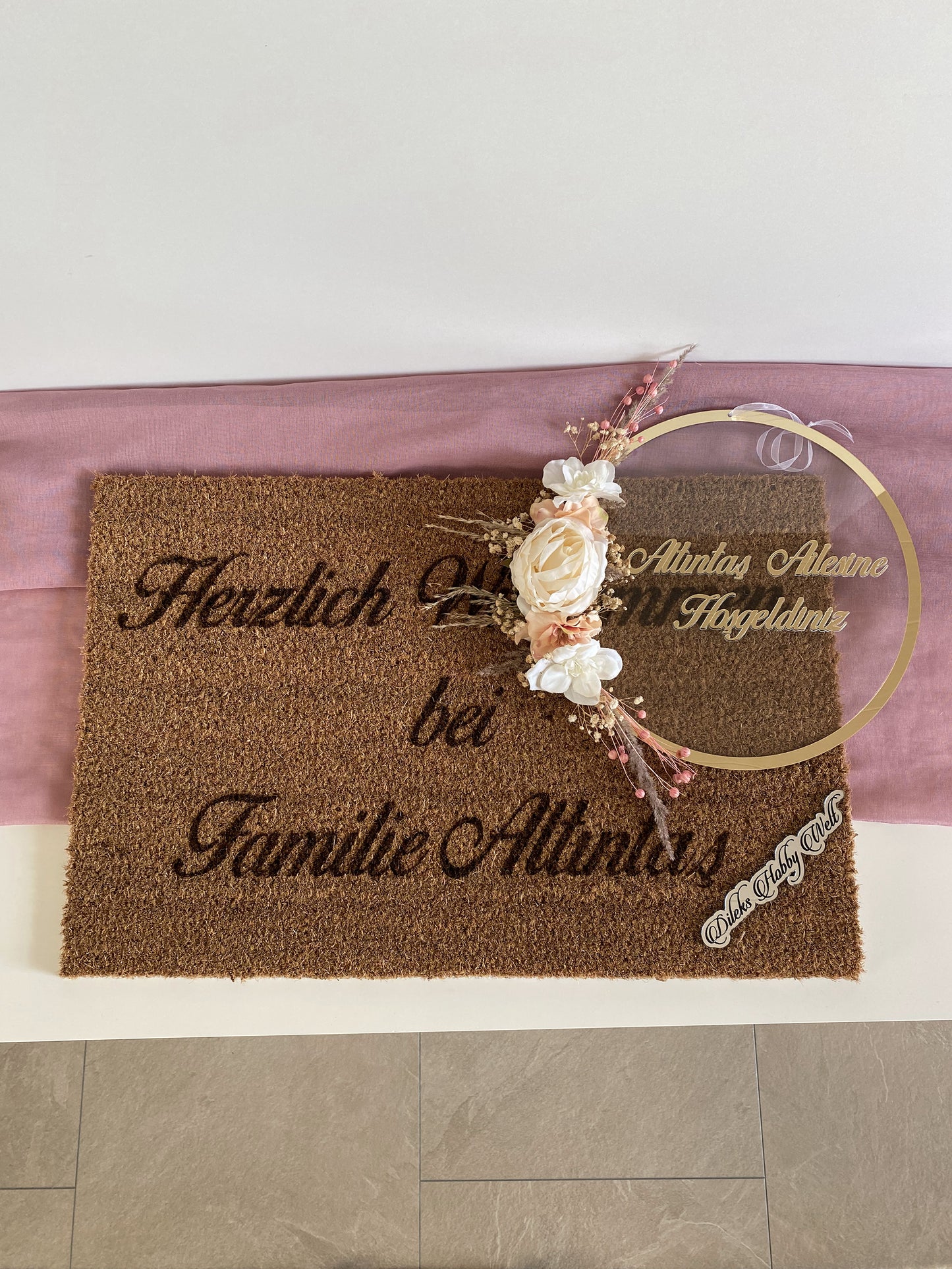 Fußmatte Herzlich Willkommen + Türdeko