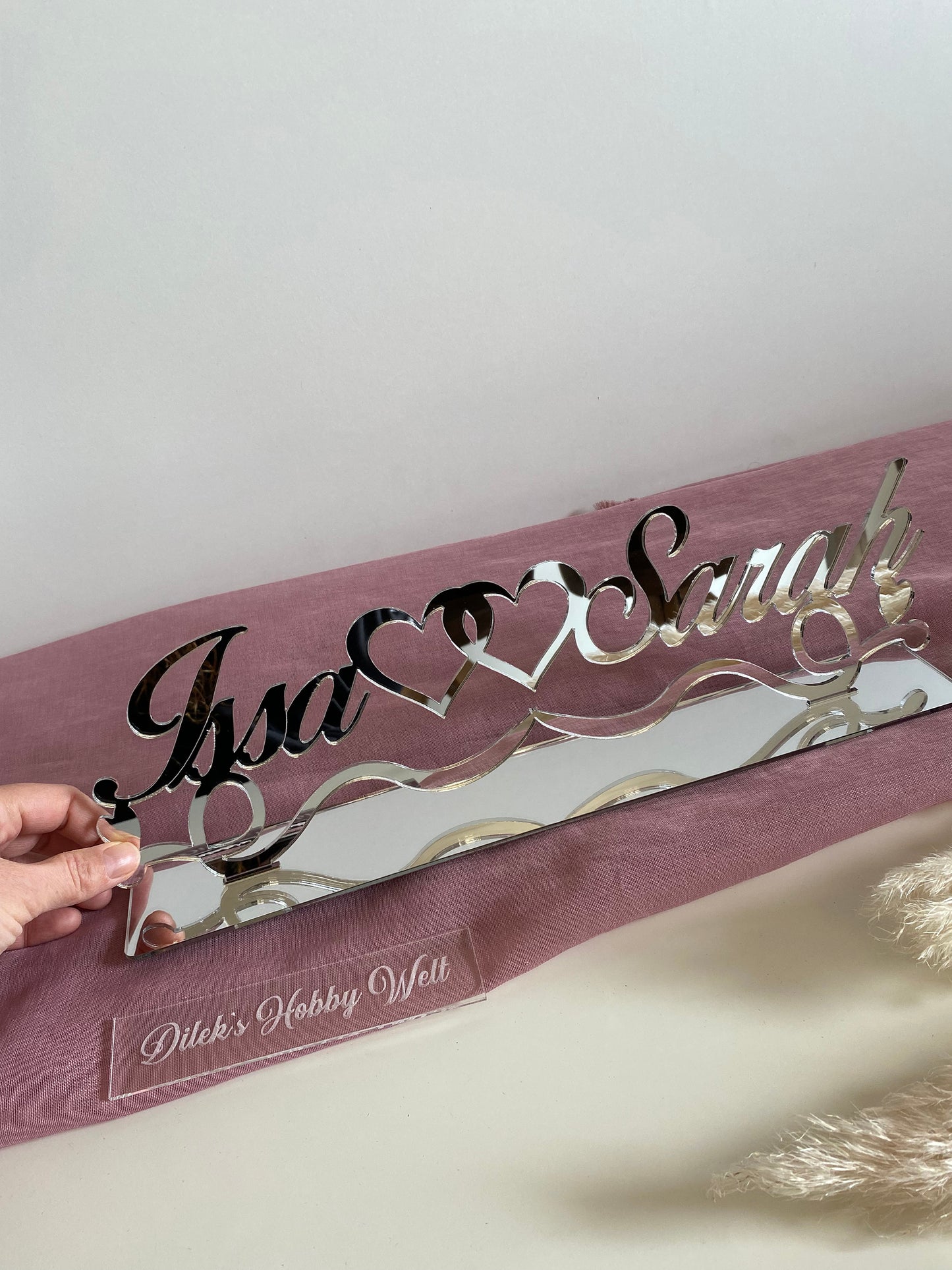 Namensaufsteller Standard mit 2 Herzen