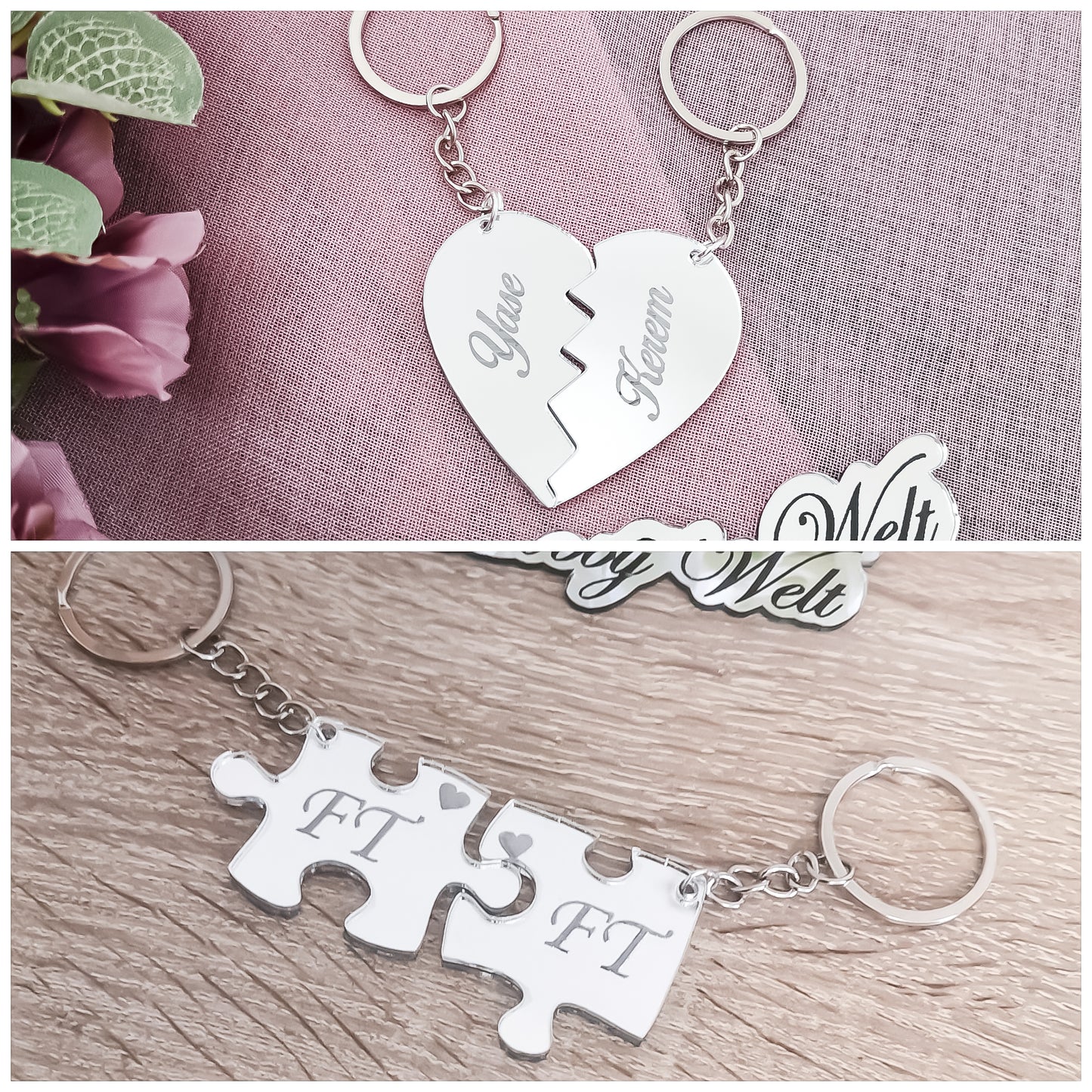 Schlüsselanhänger Puzzle 2er-Set