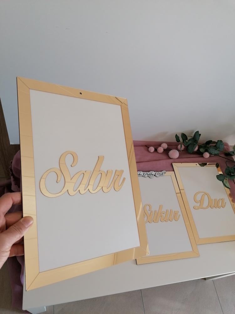 Dua 3'er Set Wand-Deko - Start with Bismillah, Hope with Inshaallah, End with Elhamdüllilah