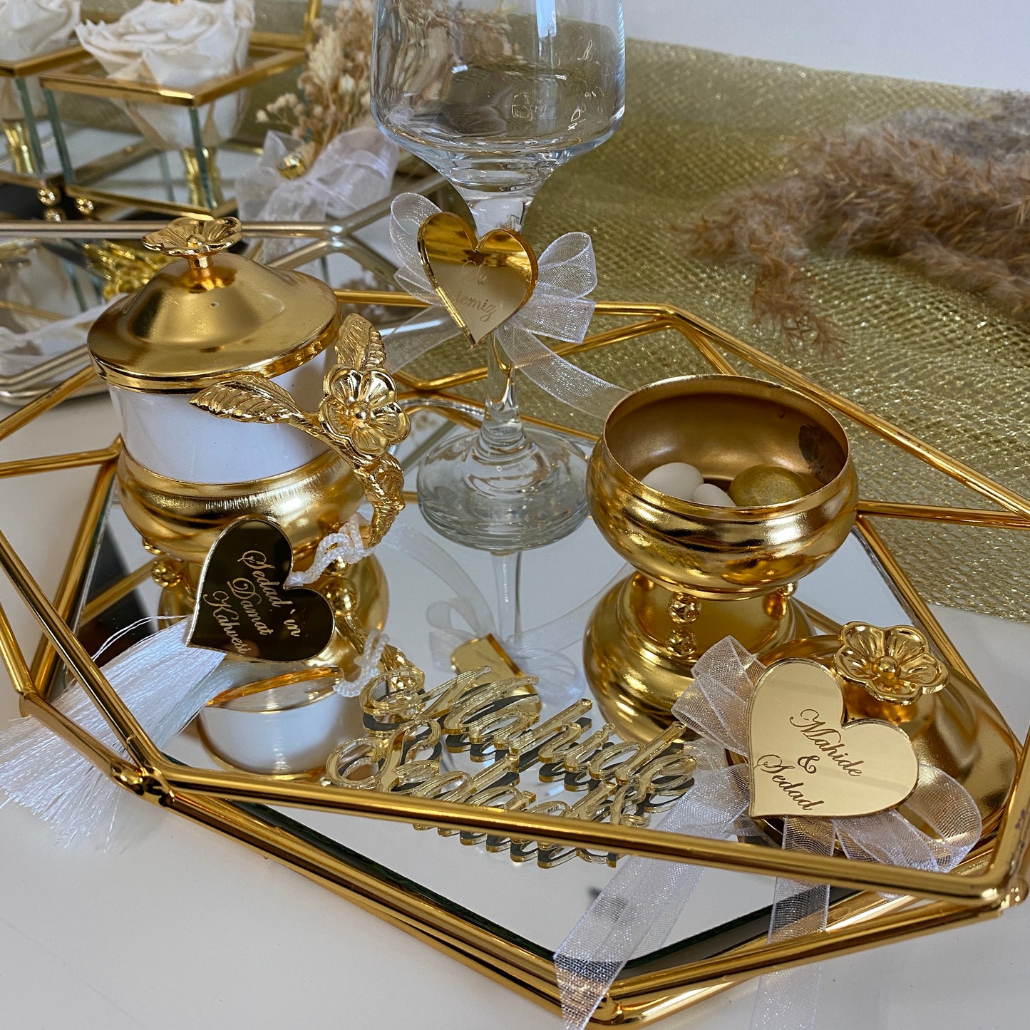 Spiegel Moccatablett Prisma Gold