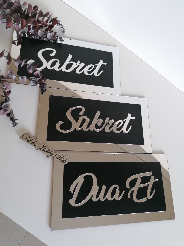 Dua 3'er Set Wand-Deko - Sabret, Sükret, Dua et