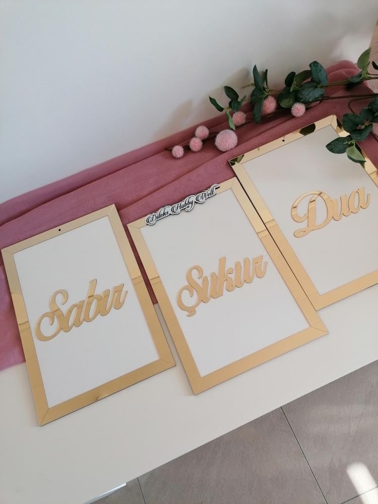 Dua 3'er Set Wand-Deko - Start with Bismillah, Hope with Inshaallah, End with Elhamdüllilah