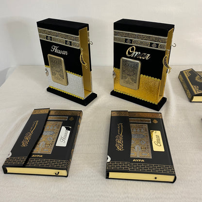 Personalisierter Kaaba Design Samt Koran