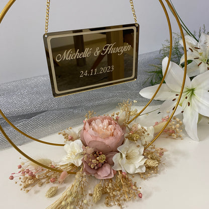 Namensaufsteller mit Trockenblumen Ringe Model 8