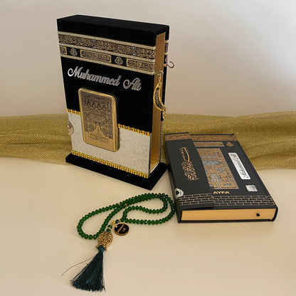 Personalisierter Kaaba Design Samt Koran