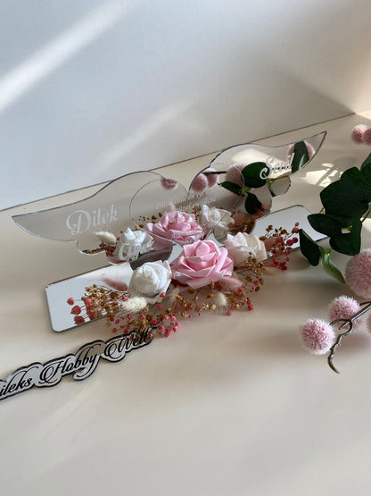 Namensaufsteller Mama Engel mit Blumen