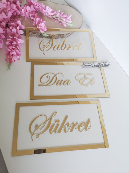 Dua 3'er Set Wand-Deko - Sabret, Sükret, Dua et