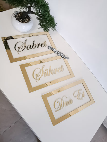 Dua 3'er Set Wand-Deko - Sabret, Sükret, Dua et