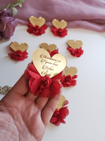 Gastgeschenke Herz mit Rosen - Plexi