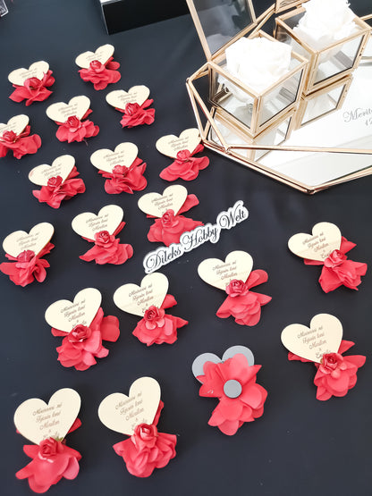 Gastgeschenke Herz mit Rosen - Plexi