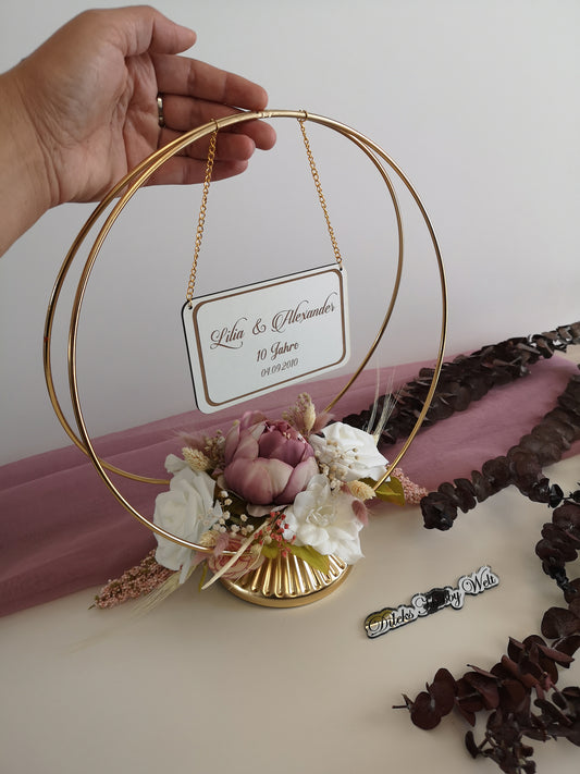 Namensaufsteller mit Trockenblumen Ringe Model 5