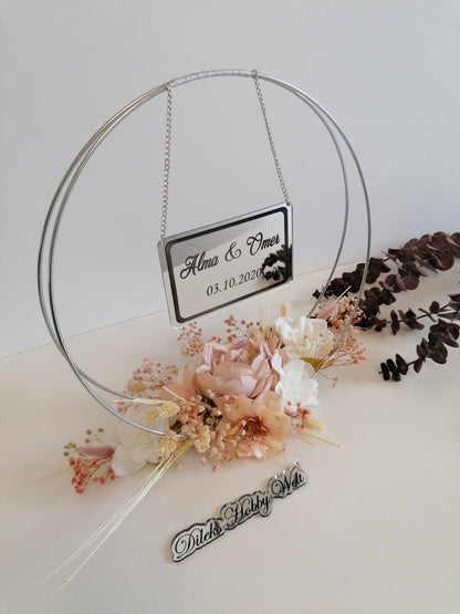 Namensaufsteller mit Trockenblumen Ringe Model 8