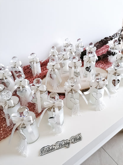 Gastgeschenke Kerzen Fläschchen mit Herz